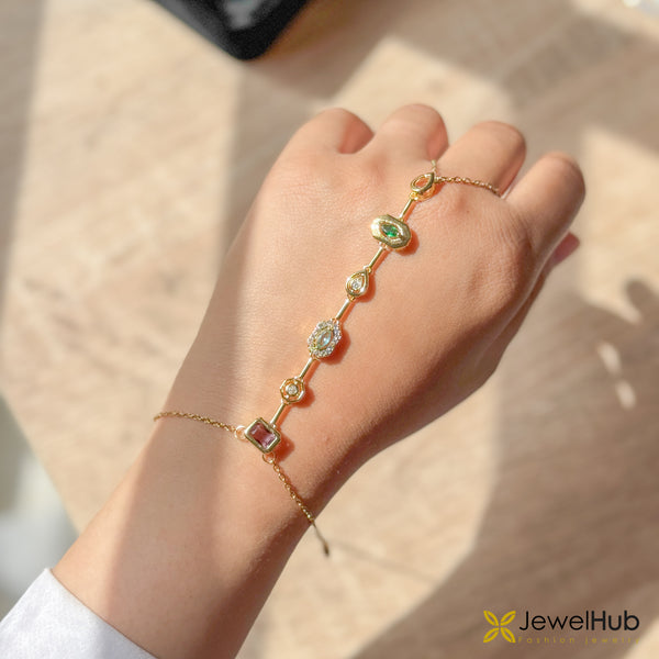 قلادة على شكل حرف Y ملونة مع أحجار الزركون متعددة الألوان