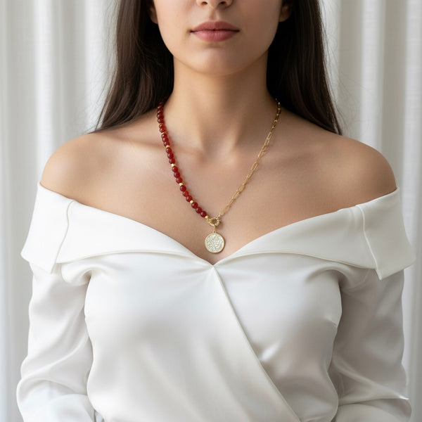 Crimson Glow Locket Necklace