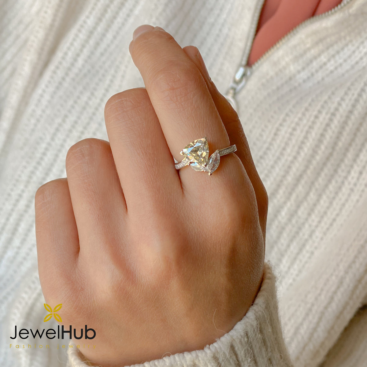 Marquise Trillion Bypass Moissanite Ring