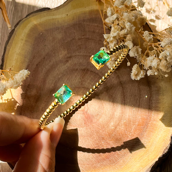 Gold Baguette Stone Bangle