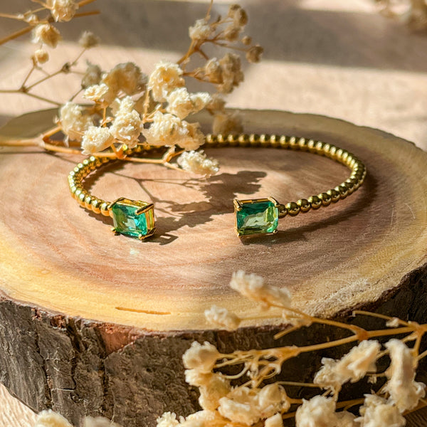 Gold Baguette Stone Bangle