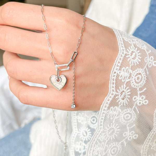 Lock & Heart Silver Necklace