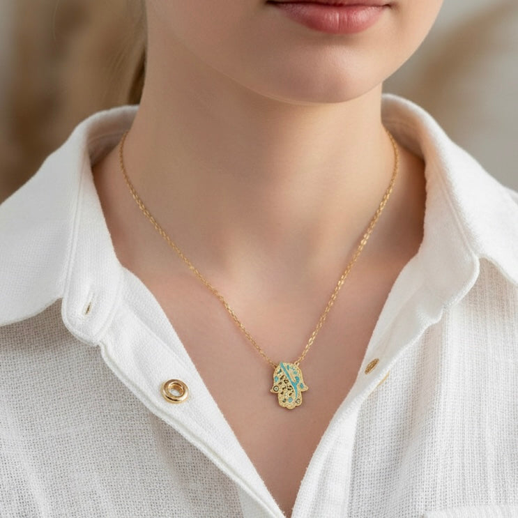 Turquoise Hamsa Necklace