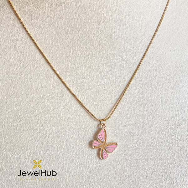 Pink Butterfly Necklace