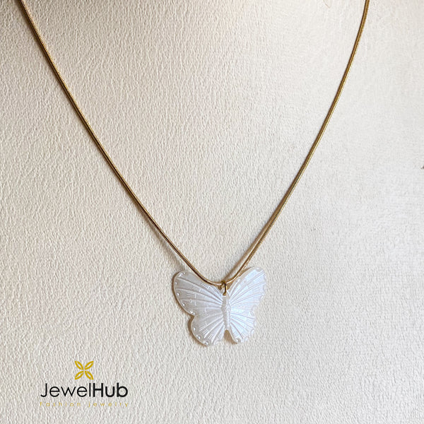 White Butterfly Necklace