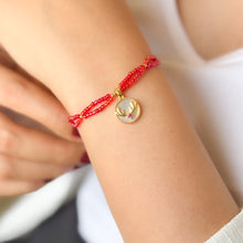 Load image into Gallery viewer, Red Coral with Gold Antler Pendant Set