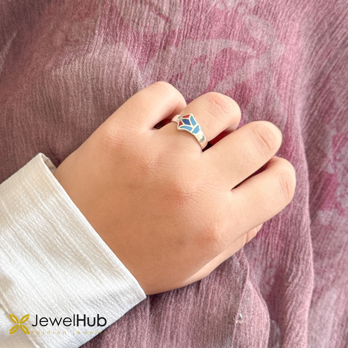 Lotus Colored Enamel Ring