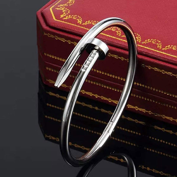 Silver Nail Twist Bangle