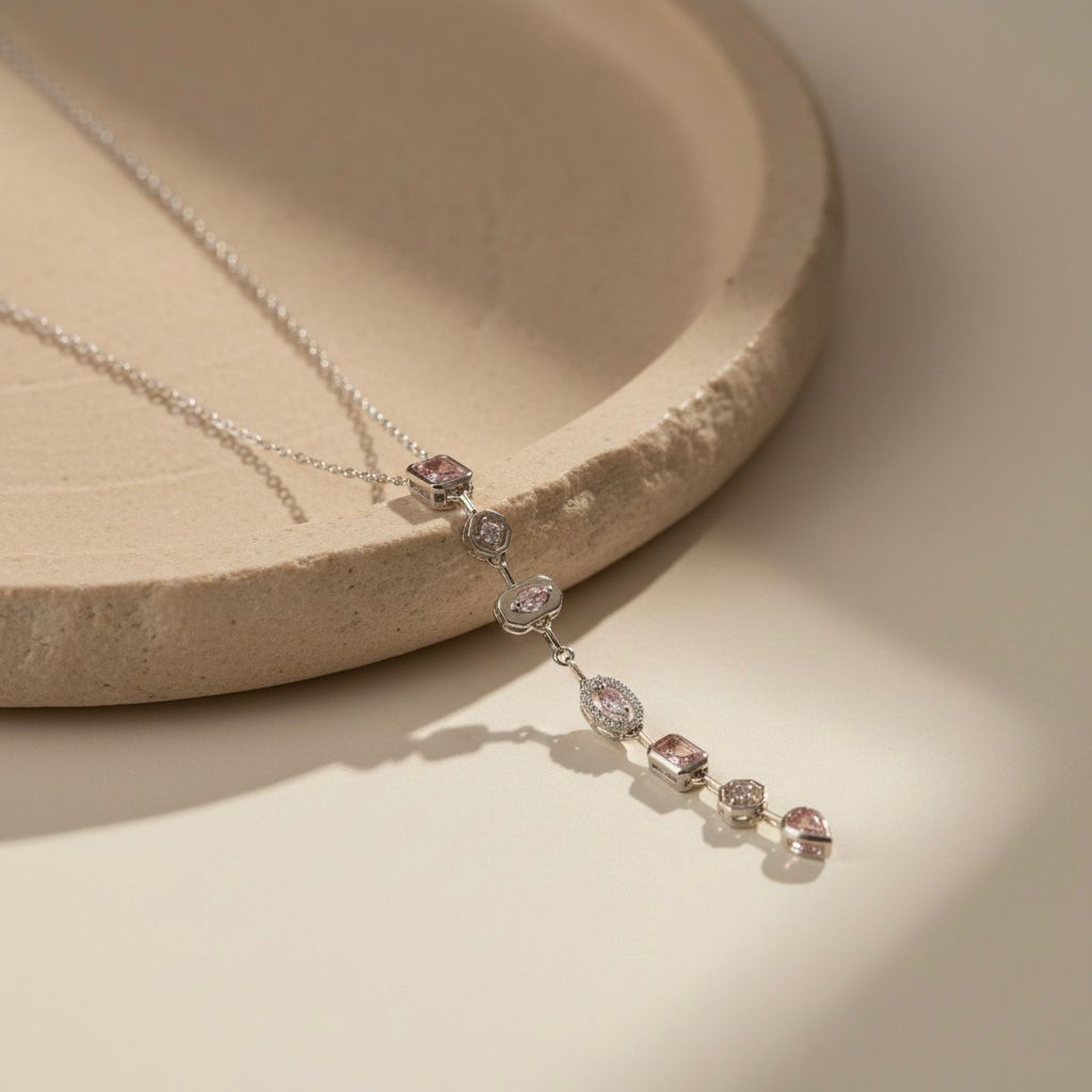 Pink Zircon Y Necklace