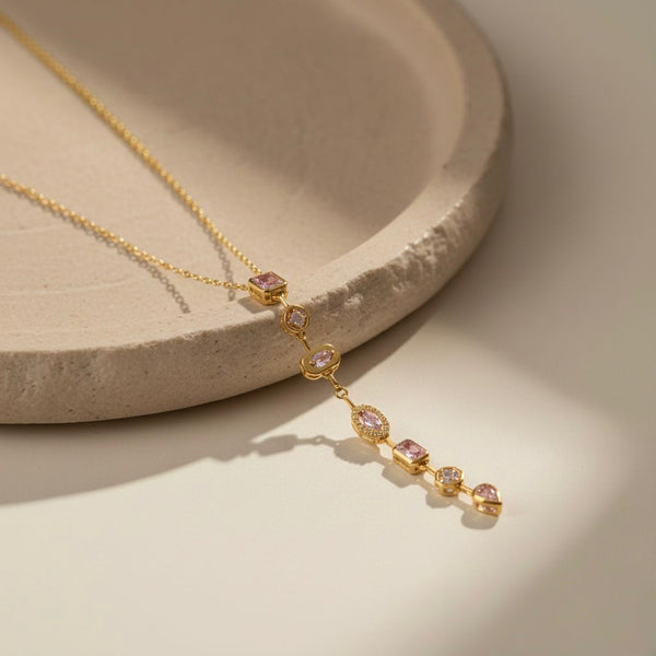 Pink Zircon Y Necklace