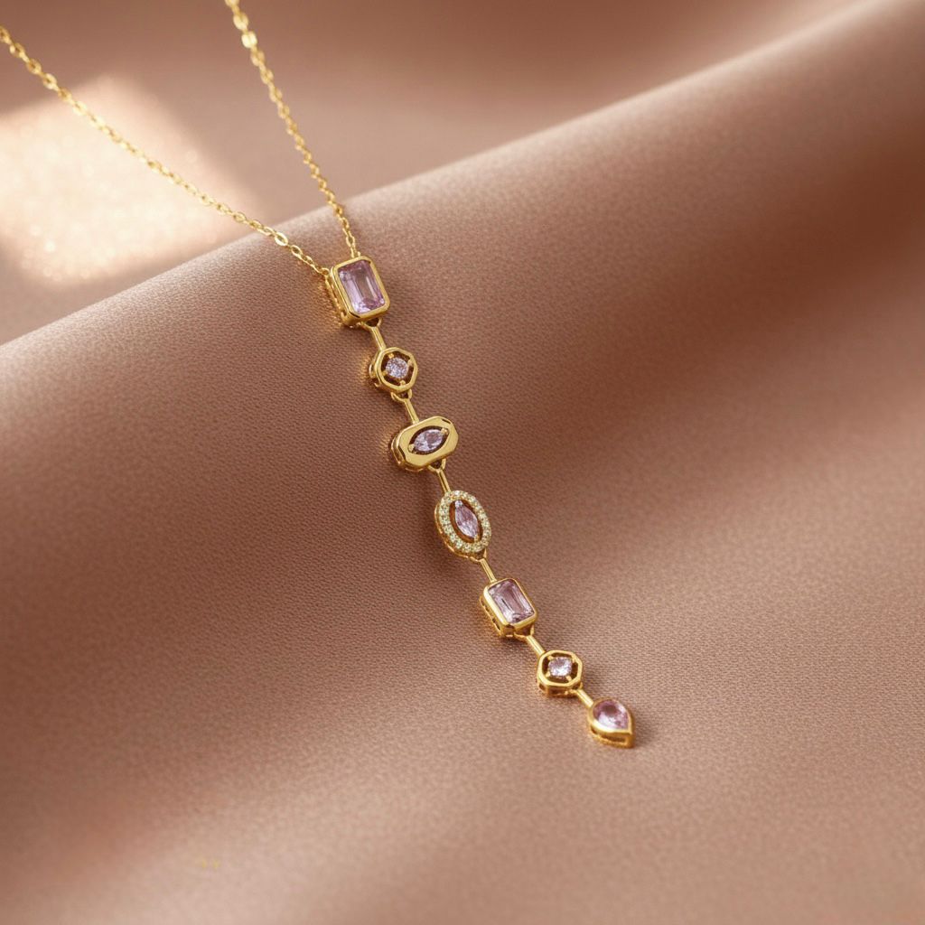 Pink Zircon Y Necklace