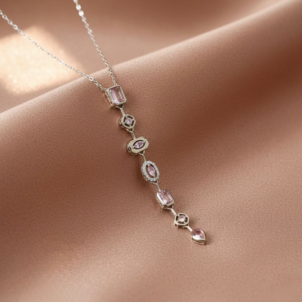 Pink Zircon Y Necklace
