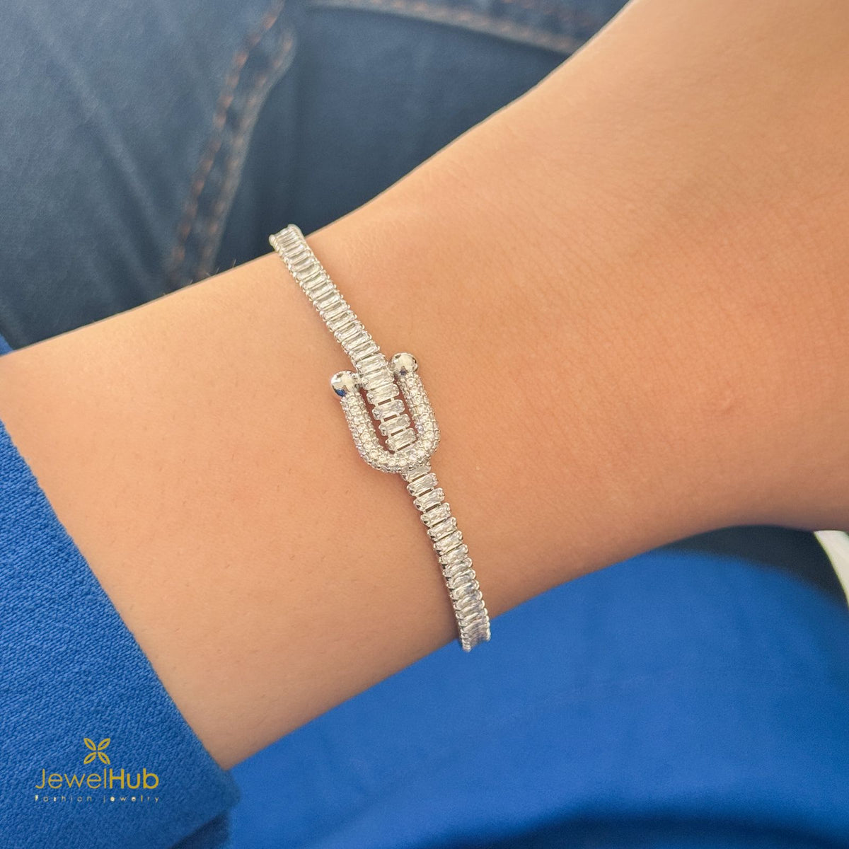U-link Baguette Adjustable Tennis Bracelet