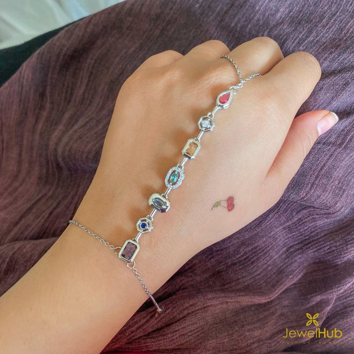 Colored Y with Multicolored Zircon Stones Hand Chain