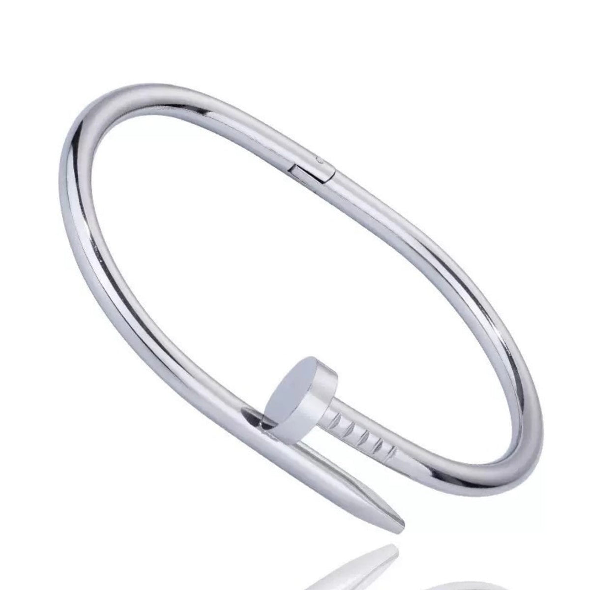 Silver Nail Twist Bangle