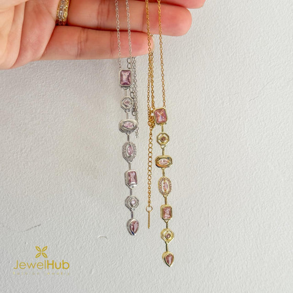 قلادة على شكل حرف Y ملونة مع أحجار الزركون متعددة الألوان