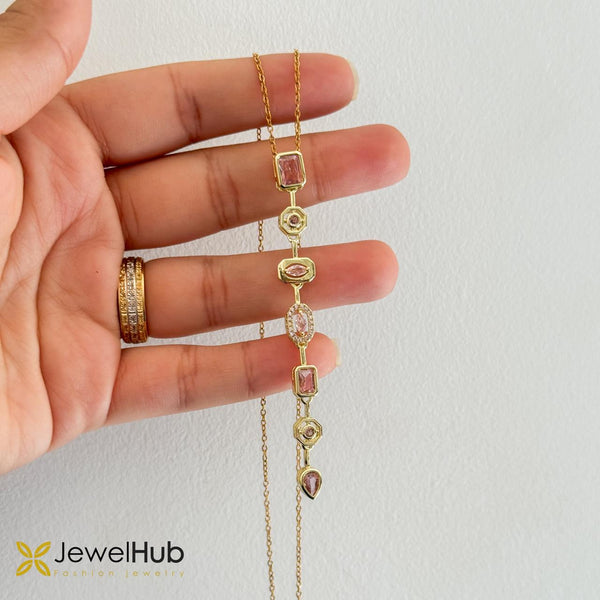 Colored Y Necklace with Multicolored Zircon Stones