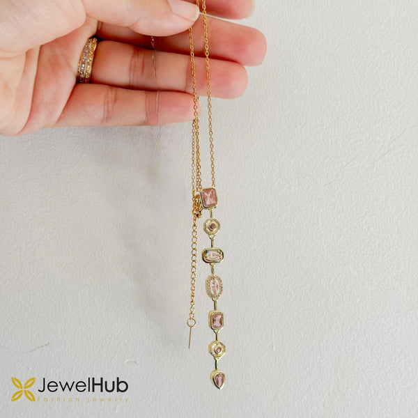 Colored Y Necklace with Multicolored Zircon Stones