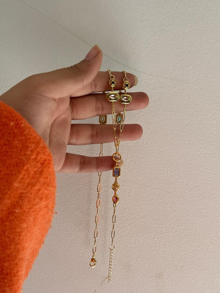 Drop Multicolor Stones Necklace