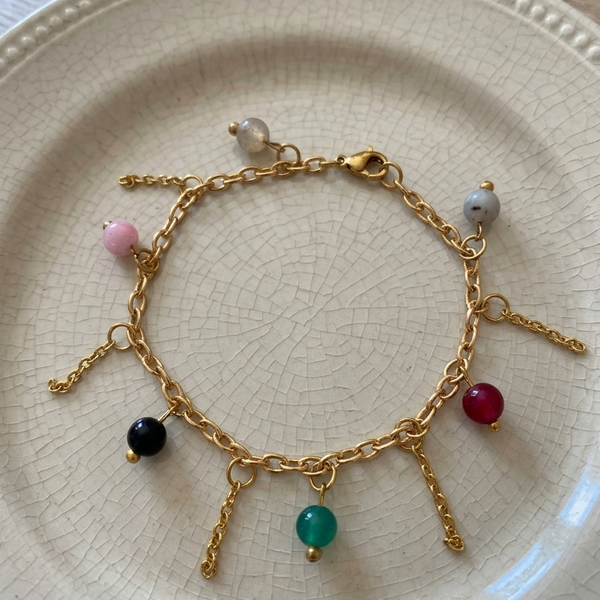 Colorful Gemstone Charm Bracelet