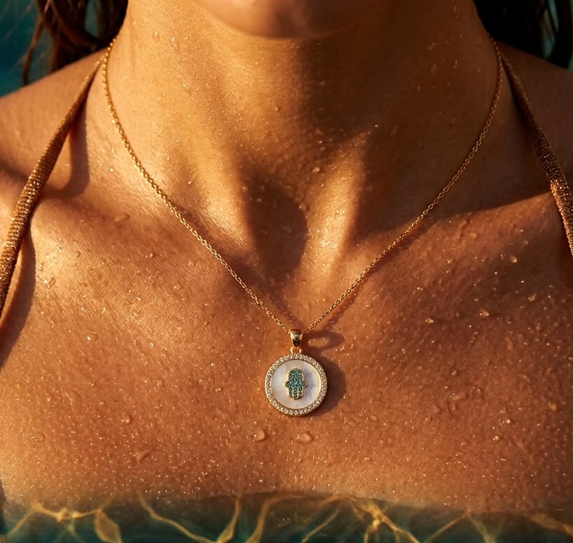 Hamsa Silver Plated Necklace