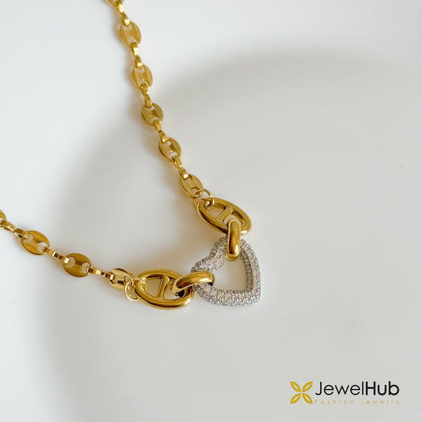 Gucci Link with Pavé Heart Set