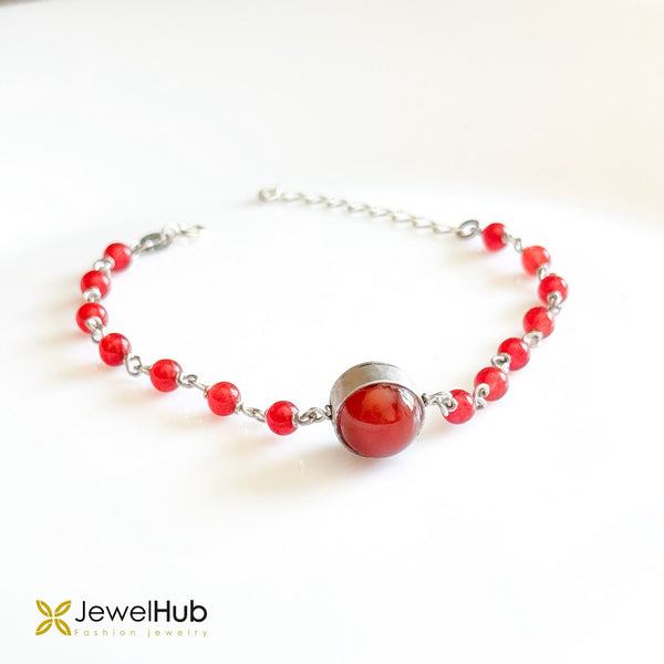 Tafa'ol Arabic Calligraphy Red Agate Bracelet