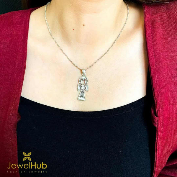 عنخ مفتاح الحياة قلادة من الفضة الاسترليني