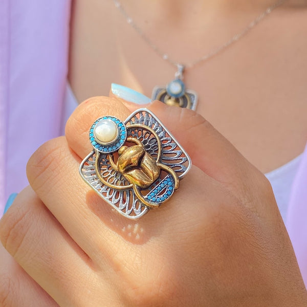 Scarab Sterling Silver Ring