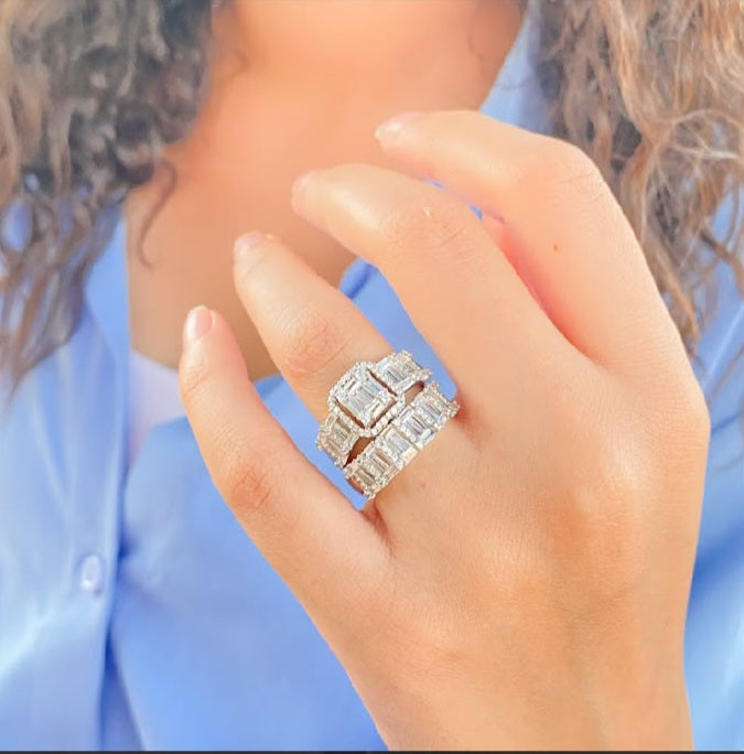 Twin baguette Band Silver 925