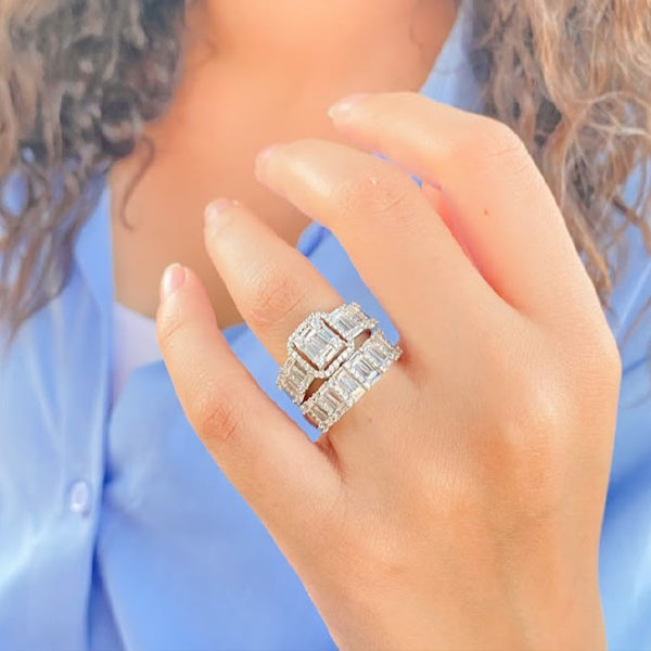 Twin baguette Band Silver 925