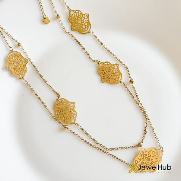 Long Gold Hamsa Necklace