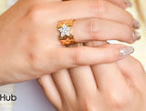 Gold Wide Band Ring with Star Design