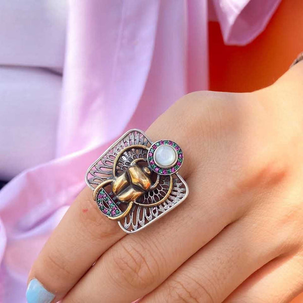 خاتم سكاراب من الفضة الإسترليني