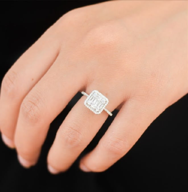 Rectangular Cz Ring Silver 925