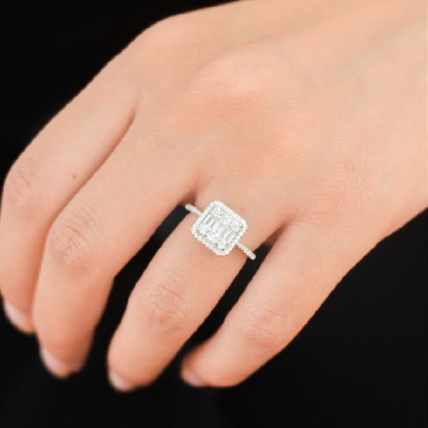 Rectangular Cz Ring Silver 925