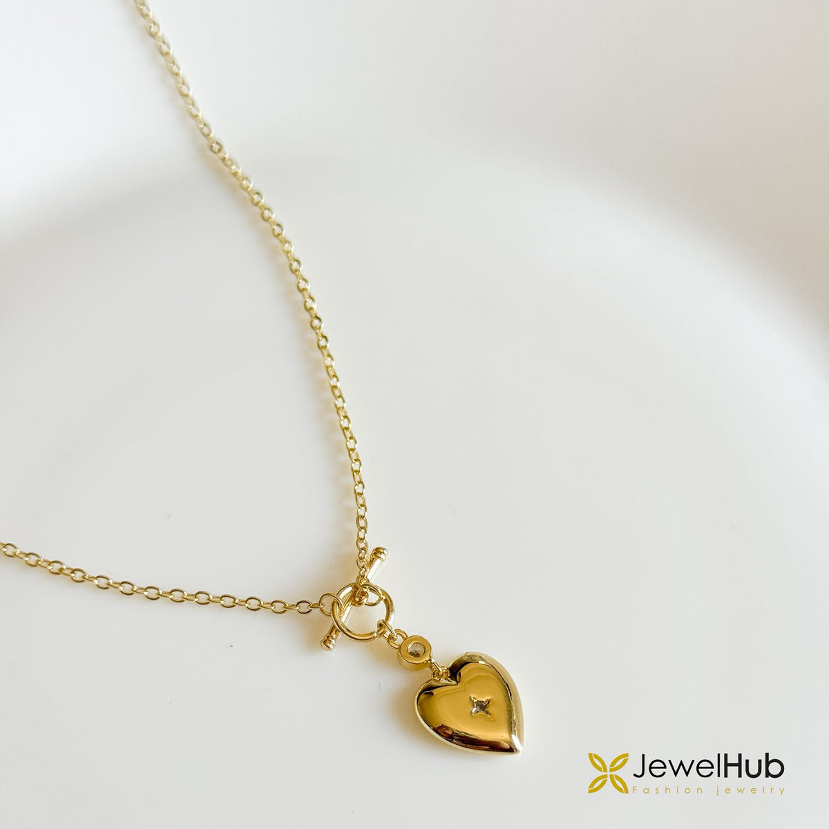 Chunky Gold Heart Pendant Choker