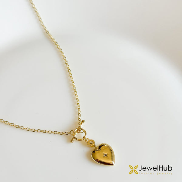 Chunky Gold Heart Pendant Choker
