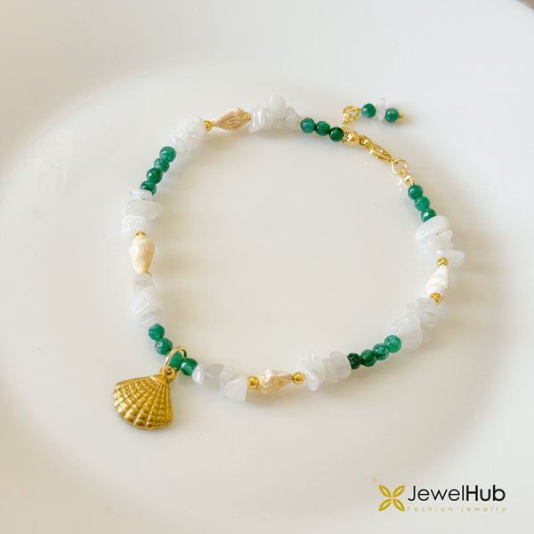 Seashell Gemstone Bead Anklet