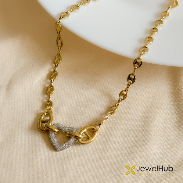 Gucci Link with Pavé Heart Set