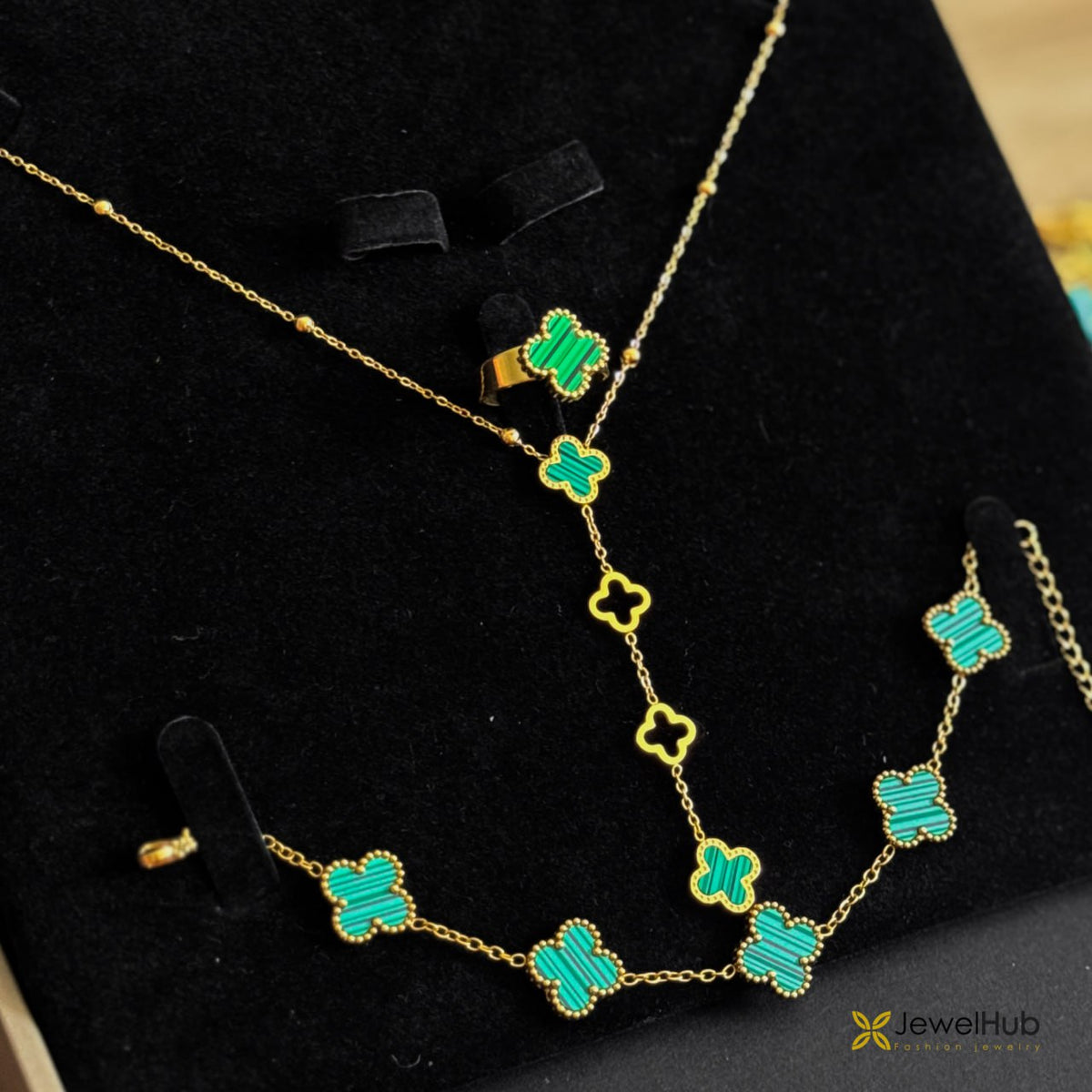 Van Cleef Frame Drop Necklace & Bracelet & Ring Set