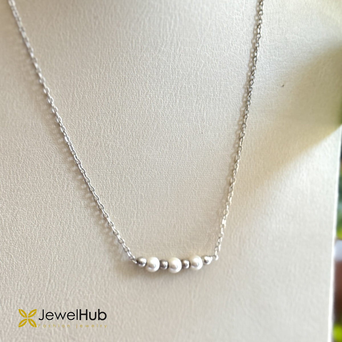 Delicate Graduated Pearl Bar Necklace