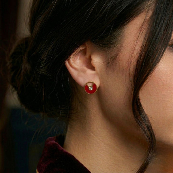 Scarlet Circle Studs Earrings