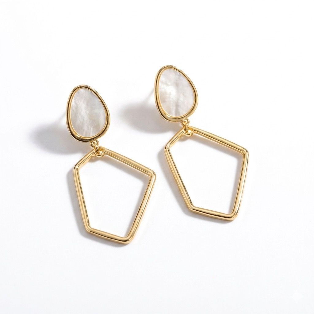Mother of Pearl Geometric Drop Earrings