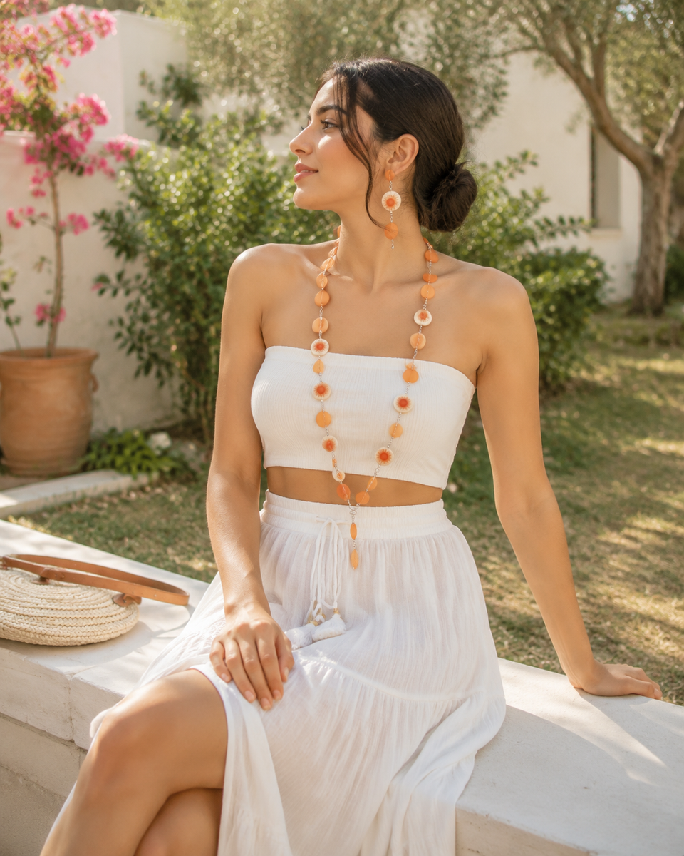 Sunset Bloom Long Pendant Necklace