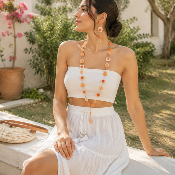 Sunset Bloom Long Pendant Necklace