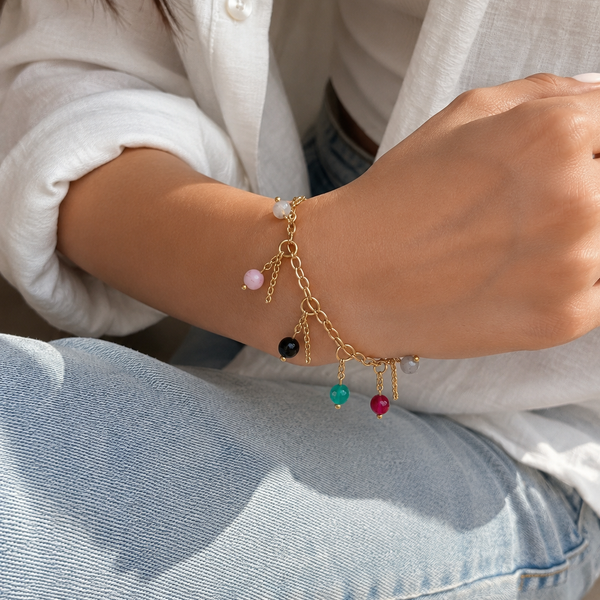 Colorful Gemstone Charm Bracelet