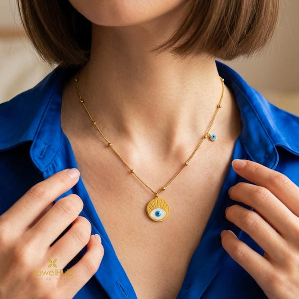 Blue Evil Eye Pendant Necklace
