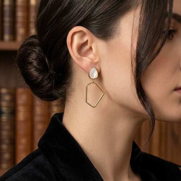 Mother of Pearl Geometric Drop Earrings