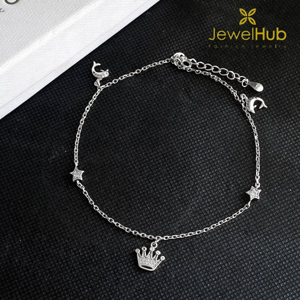 Royal Crown and Star Charm Anklet